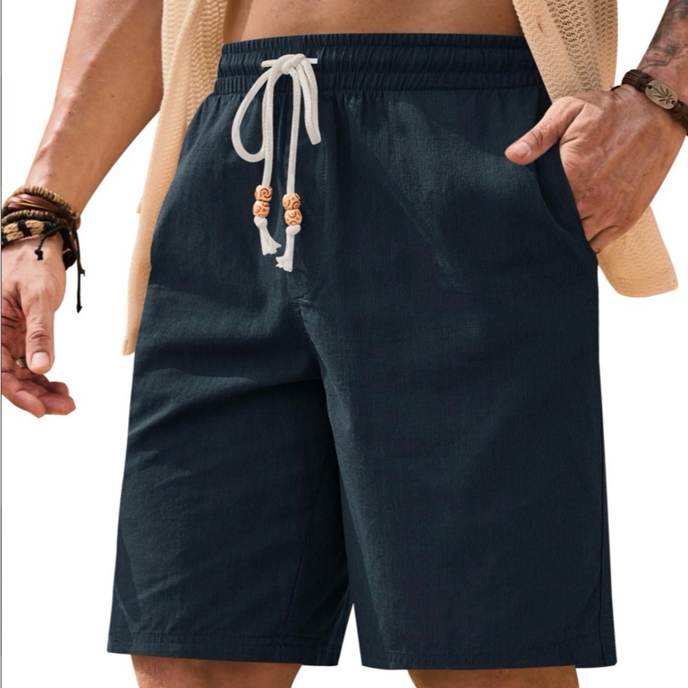 VOGSTART Men Designer Cool Shorts Drawstring Retro 9'' Beach Dry Fit Navy S NWT